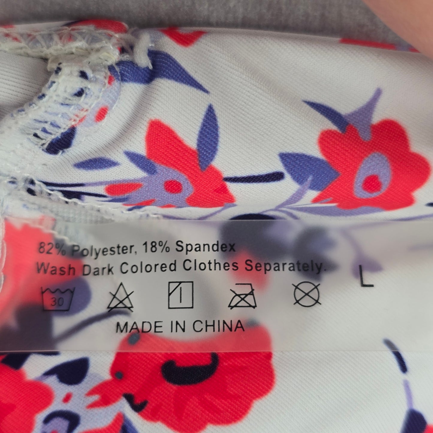 White Purple Floral Crisscross String Padded Swimwear Bikini Top L Large