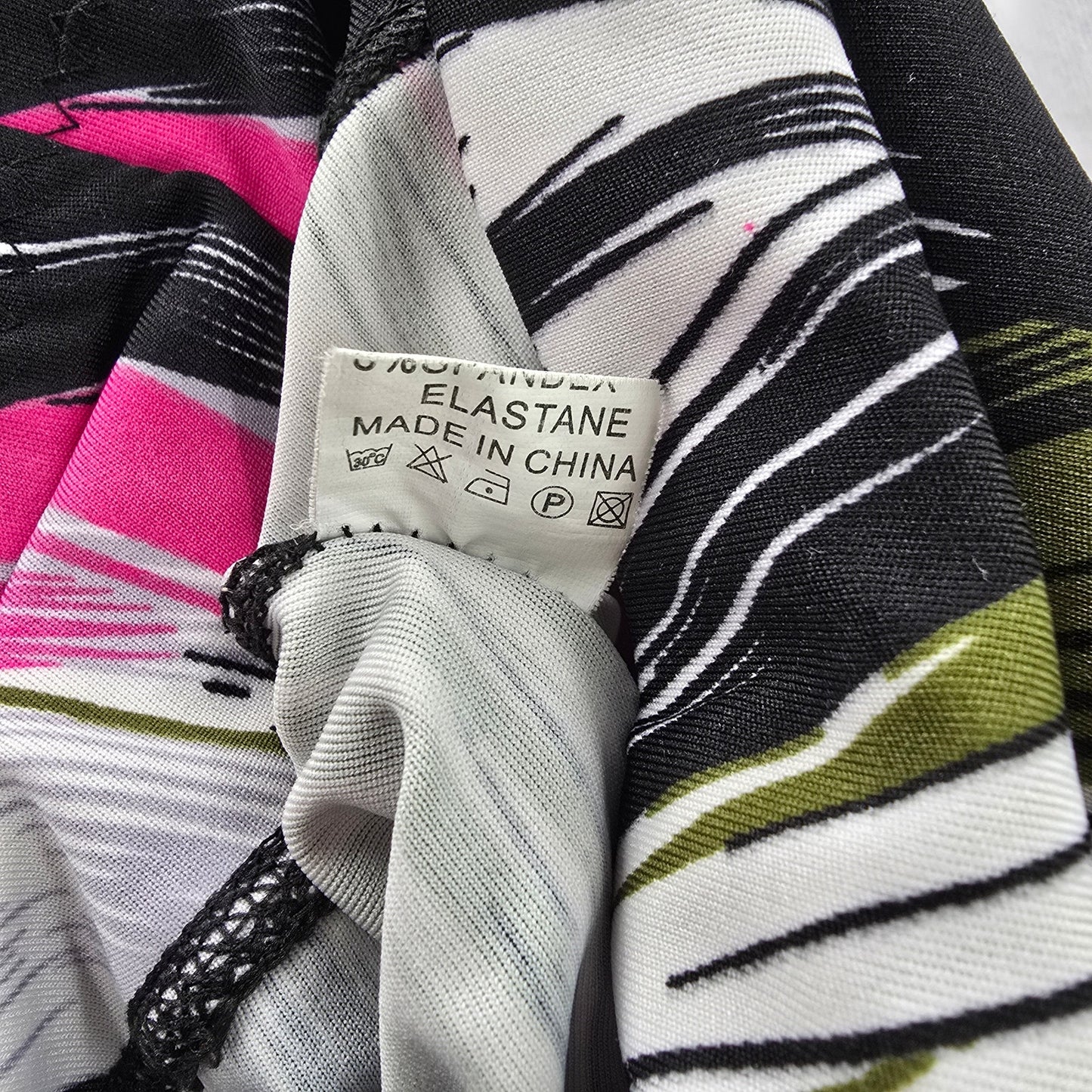 Black Green Pink Cropped Brush Stroke Activewear Legging Yoga Pant Bottoms M/L