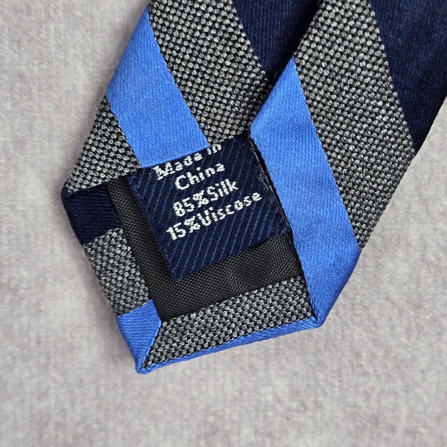 Croft & Barrow Gray Blue Stripe Repp Geometric Silk Viscose Neck Tie Men's