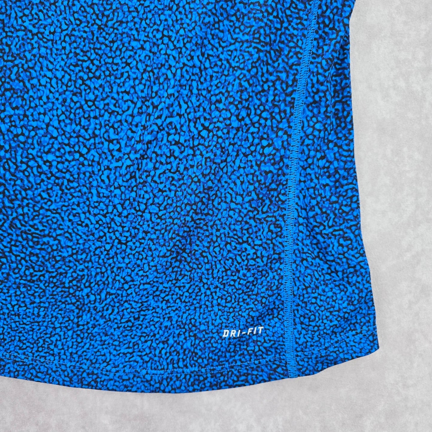 Nike Di Fit Blue Black Print Short Sleeve Active Running Tshirt XS Extra Small