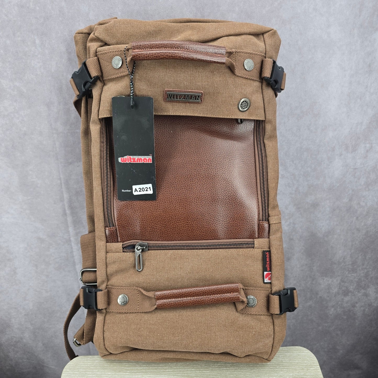 Witzman Brown Convertible Travel Leather Canvas Duffle Large A2020-2 Backpack