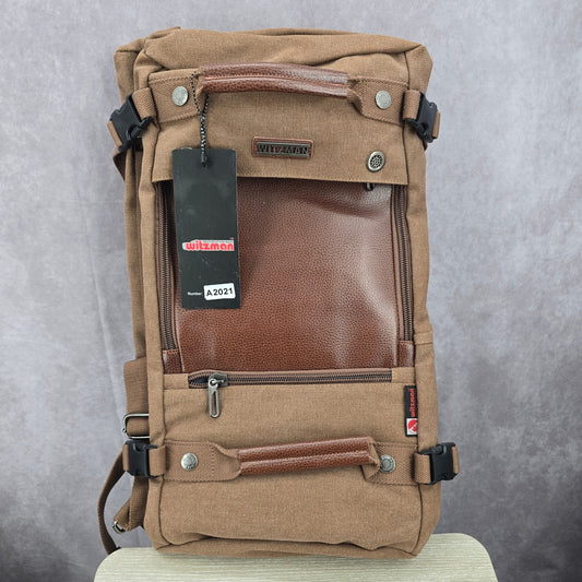 Witzman Brown Convertible Travel Leather Canvas Duffle Large A2020-2 Backpack