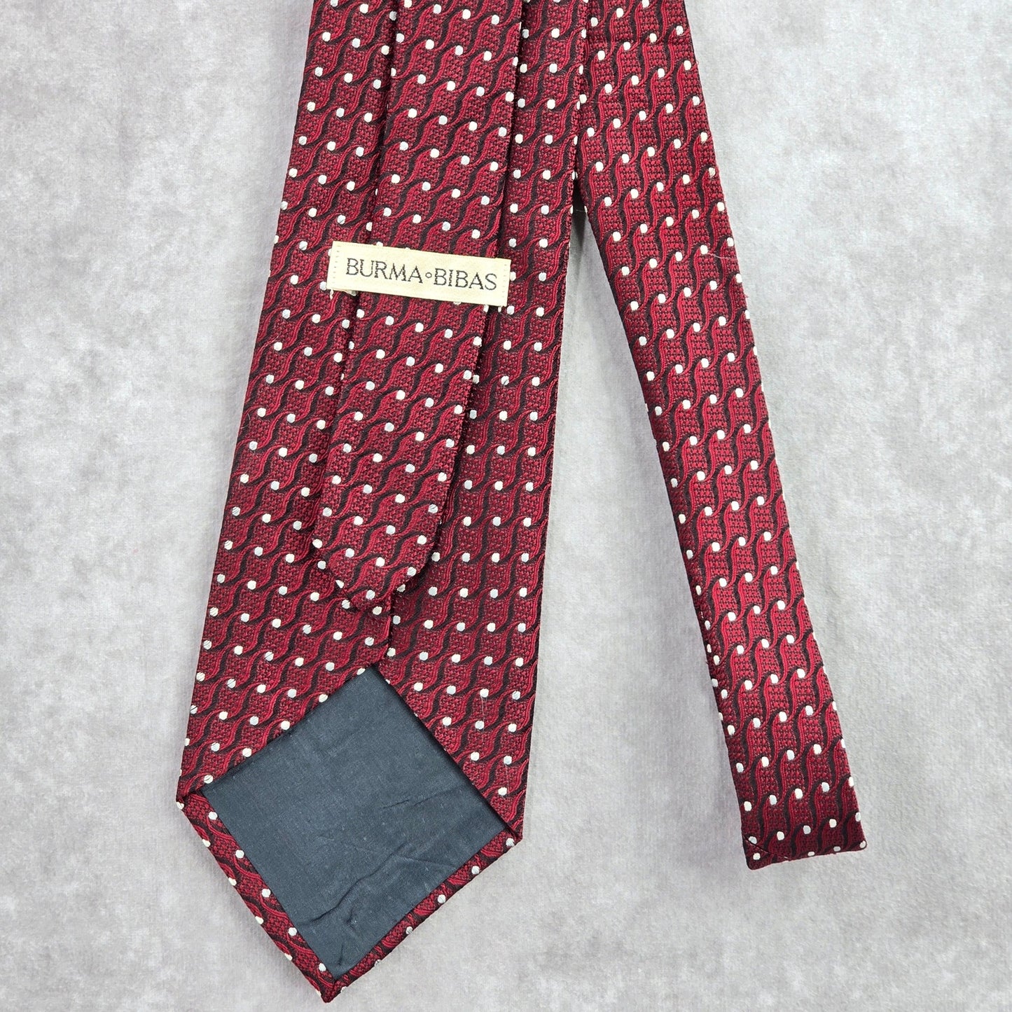 Burma Bibas Red Black White Geometric Polka Dot Silk Men's Neck Tie NWOT