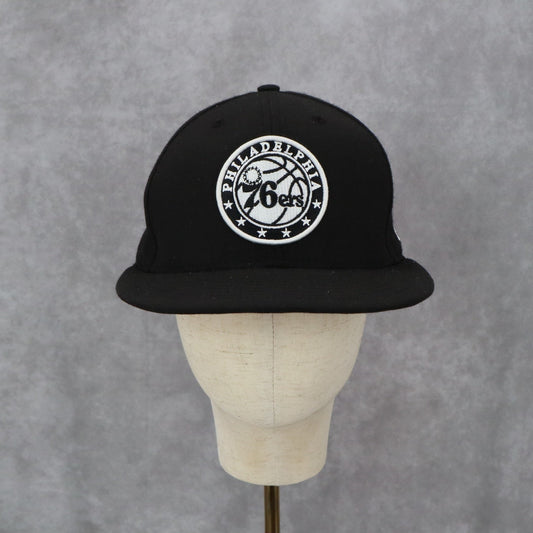 New Era Black Flat Bill 59FIFTY Fitted 7 3/8 NBA Athletic Fans Baseball Cap Hat