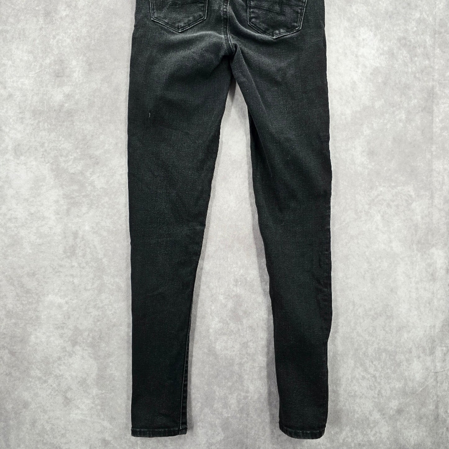 064. American Eagle Black Skinny Denim Stretch Pants Jeans Juniors Girls Size 0R