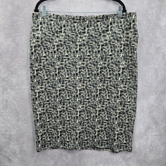 LuLaRoe Blue Plaid Weave Stretch Tartan Midi Retro Plus Skirt 3XL