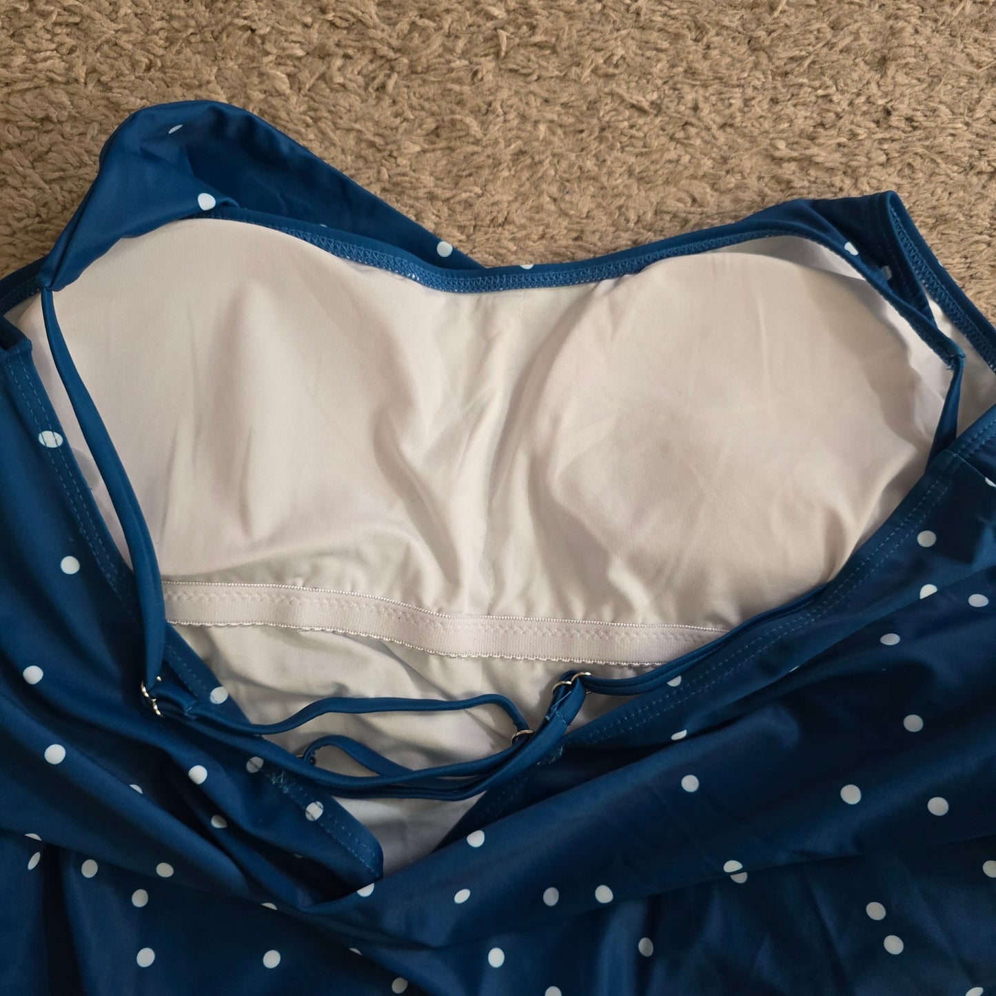 Blue Polka Dot Tankini Wrap Adjustable Tank Top Swimwear Plus XXL 1XL