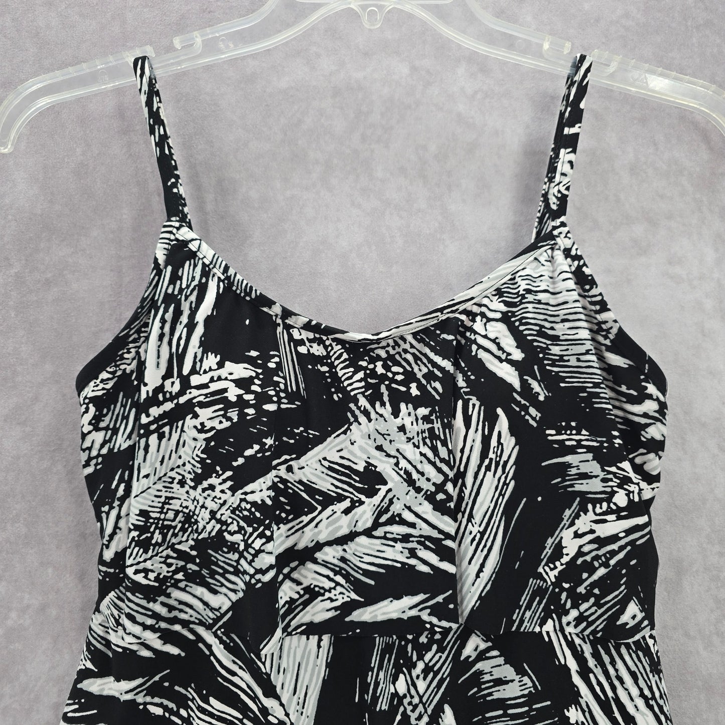 Jamaica Bay Black Ruffle Floral Padded Swimwear Tankini Tank Top Medium M 10