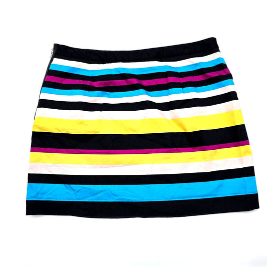 Worthington Black Yellow Stripe Zip Short Mini Retro Cotton Club Skirt Plus 18