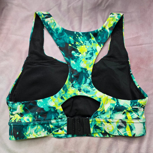 Xersion Green Racerback Medium Support Padded Sports Bra Active Yoga Top XS