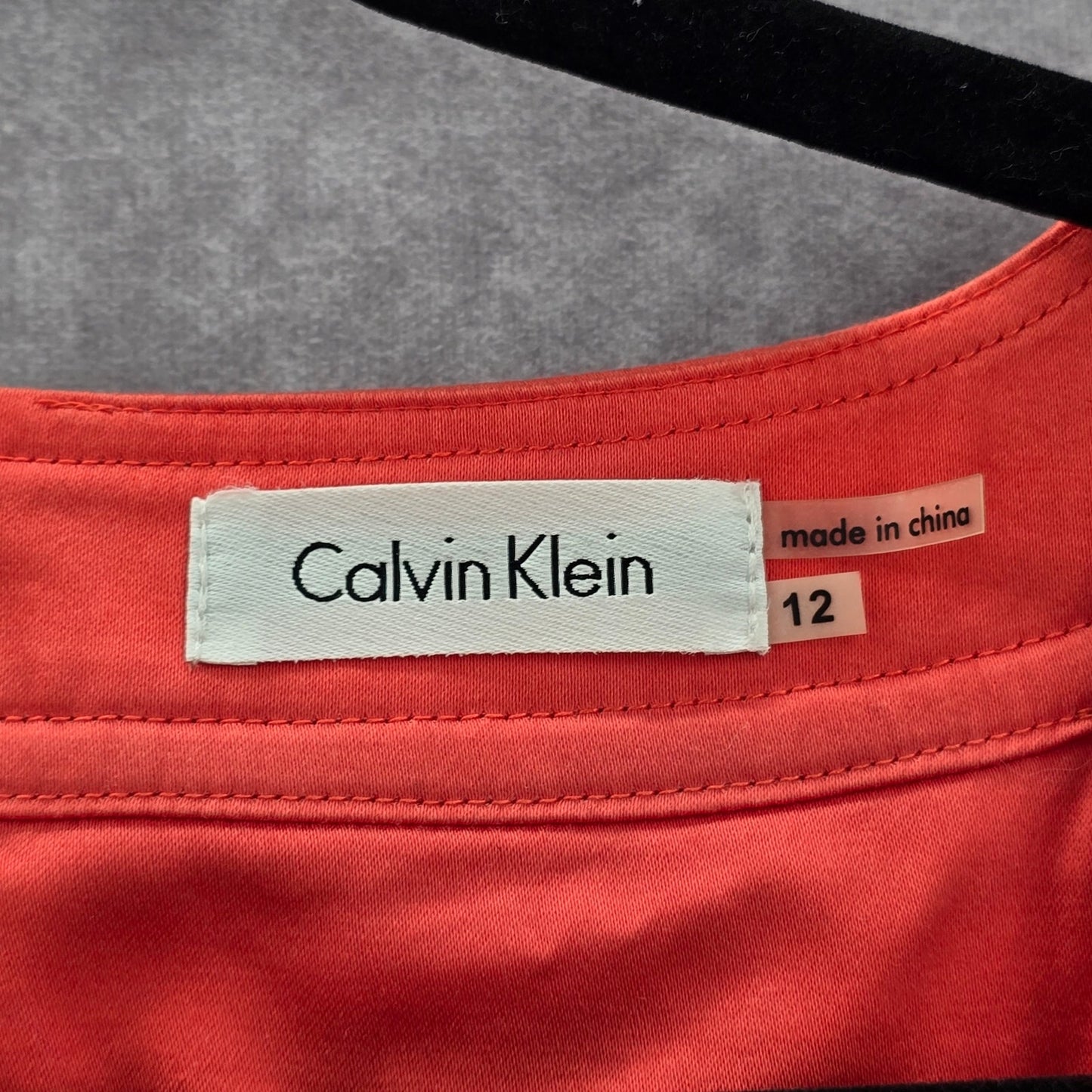Calvin Klein Orange Sleeveless Layer Knee Length Dress Large 12
