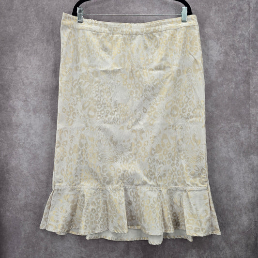 Catherine's Added Dimensions Gold Midi Flare Zipper Bottom Skirt Plus 1X 18/20