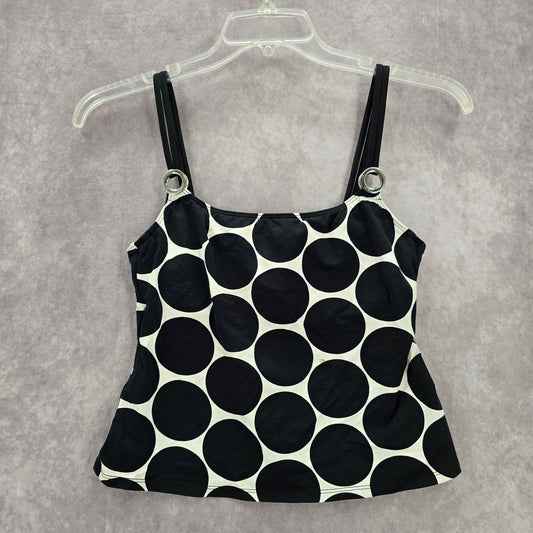 La Blanca Black Polka Dot Crop Padded Swimwear Tankini Tank Top Medium M 8