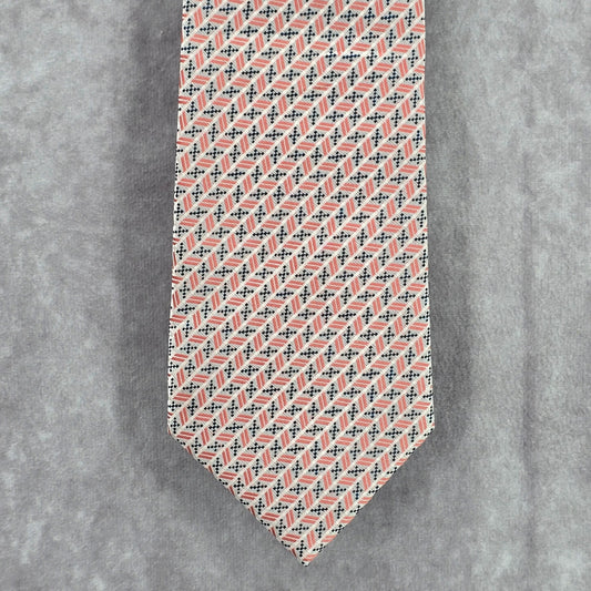 Vitali K Pink Gray Geometric 100% Microfiber Executive Handmade Men's Neck Tie