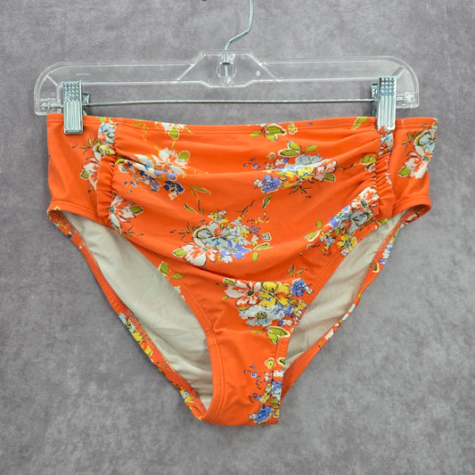 Matilda Jane Orange Floral Ruffle Cheeky High Bikini Bottom Swimwear Medium