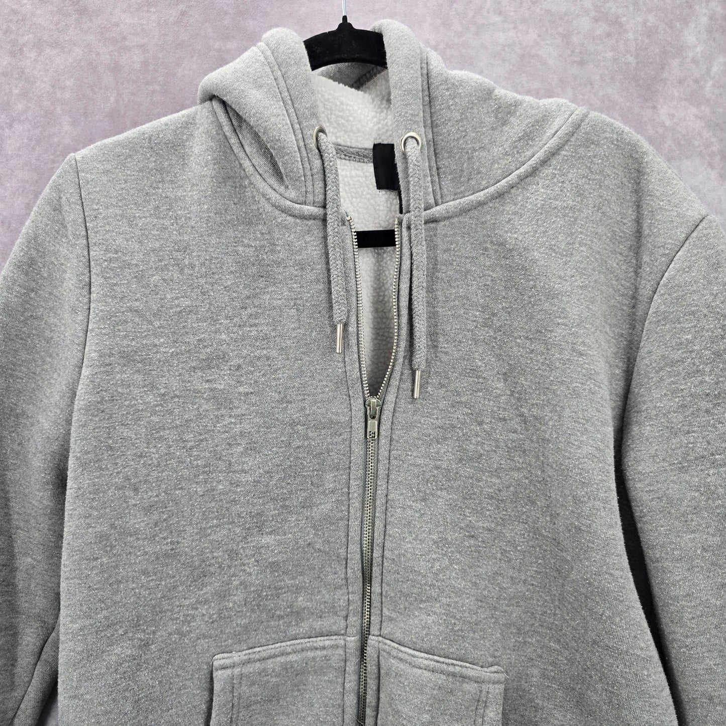 162. Forever 21 Gray Long Sleeve Cotton Sherpa Zip Up Hoodie Small