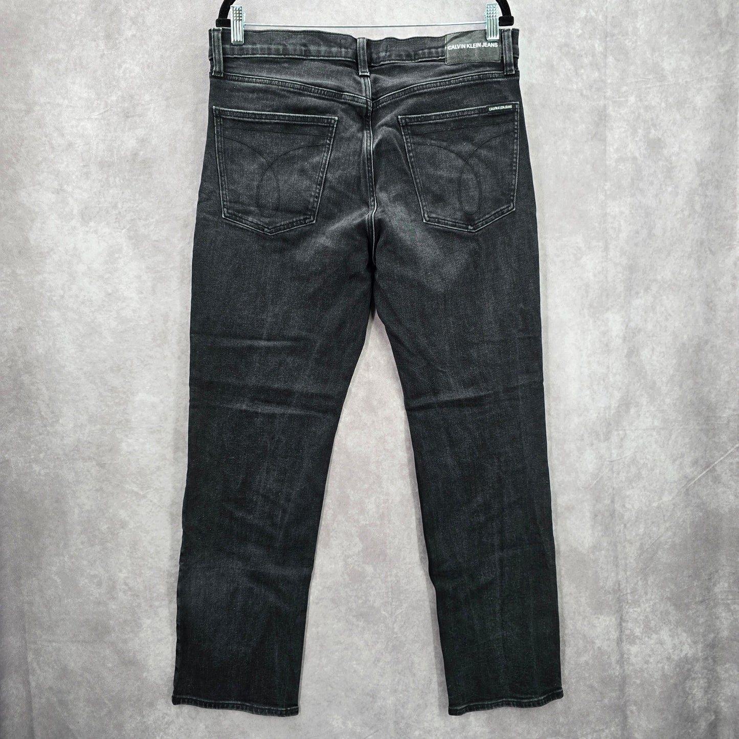 Calvin Klein Black Silver Straight Denim Jeans Pants Bottoms Men's 34x30