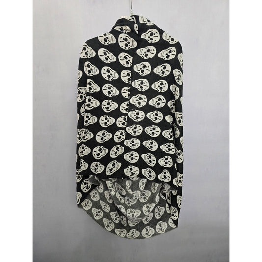 Black Skull Printed Large Gothic Grunge Infinity Scarf OSFM
