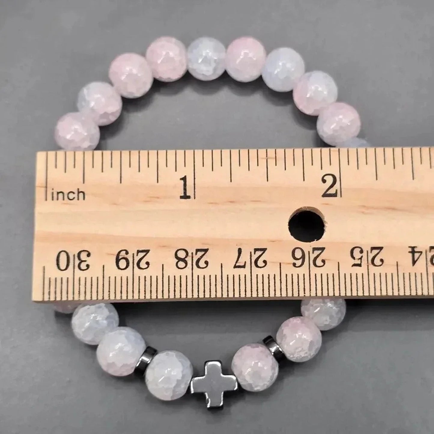 Pink Blue Gray Bead Cross Elastic Boho Retro Bracelet Fashion Jewelry JB4-4