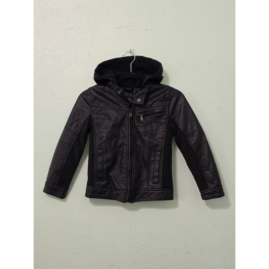 Moto Biker Rock & Roll Punk Goth Grunge Y2K Hood Zip Boys Faux Leather Jacket 7