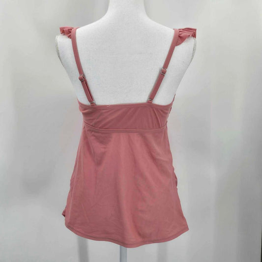 Isabel Maternity Pink Tankini Padded Bra Adjustable Ruffle Size Medium