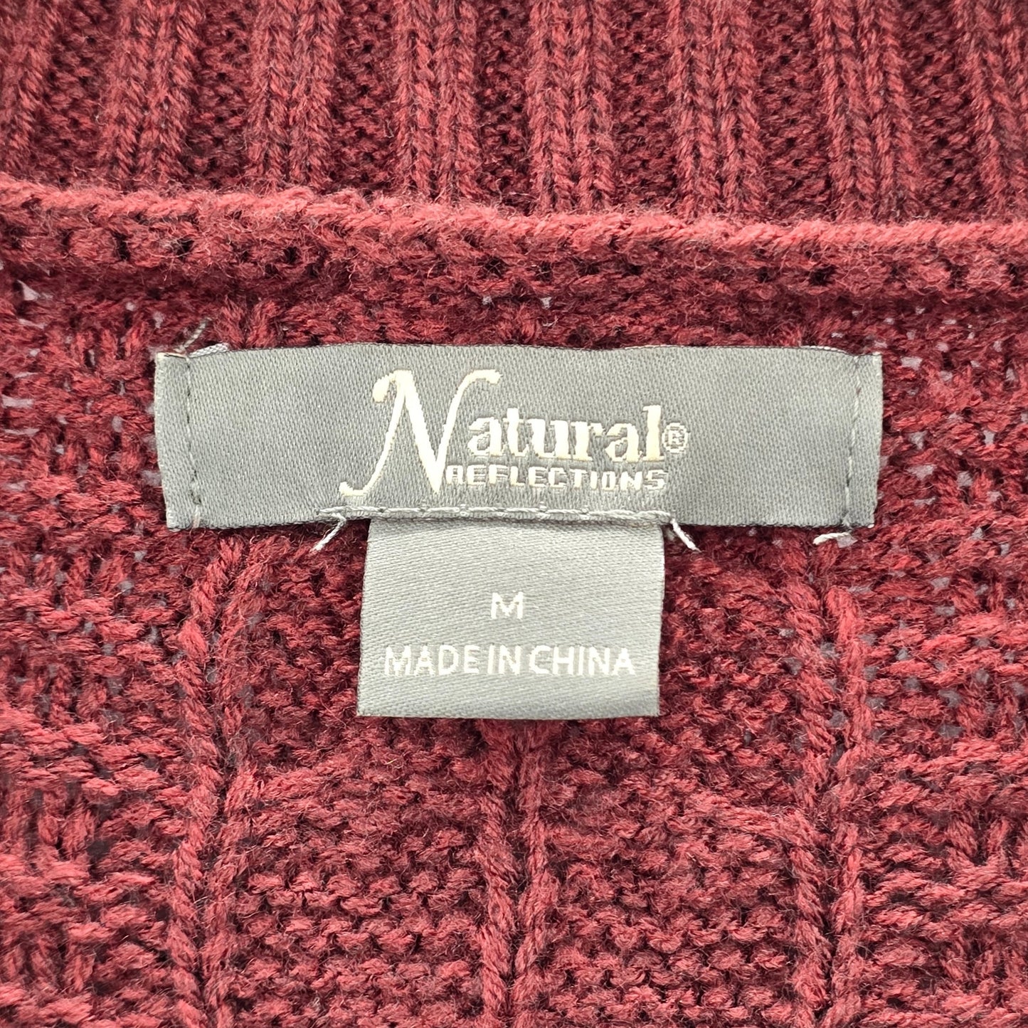 Natural Reflection Red Pullover Knit Long Sleeve Cardigan Sweater Medium