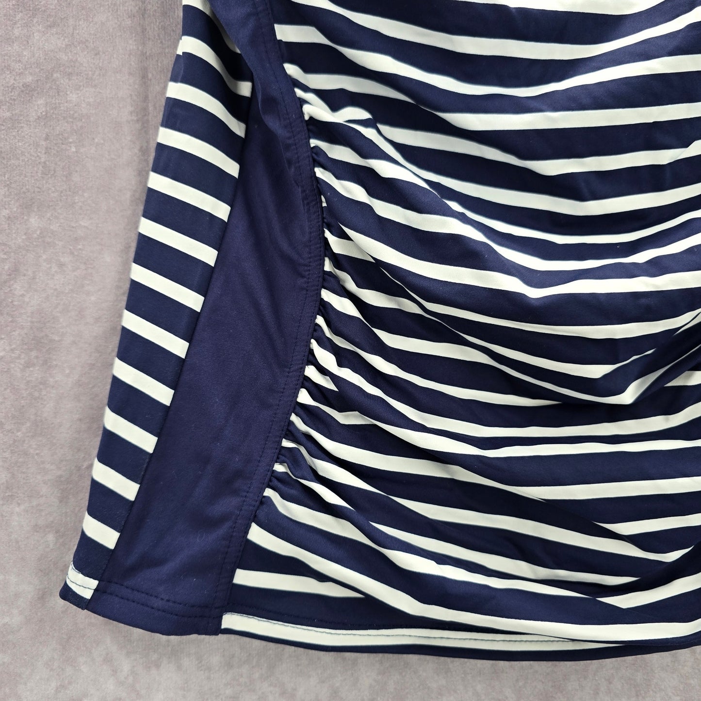 Lands End Blue White Stripe Tube Padded Swimwear Tankini Tank Top Medium M 10