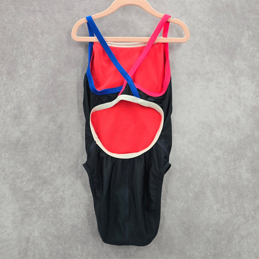 Speedo Black Pink Cut Out One Piece Swimsuit Leotard Pro LT Girls 28