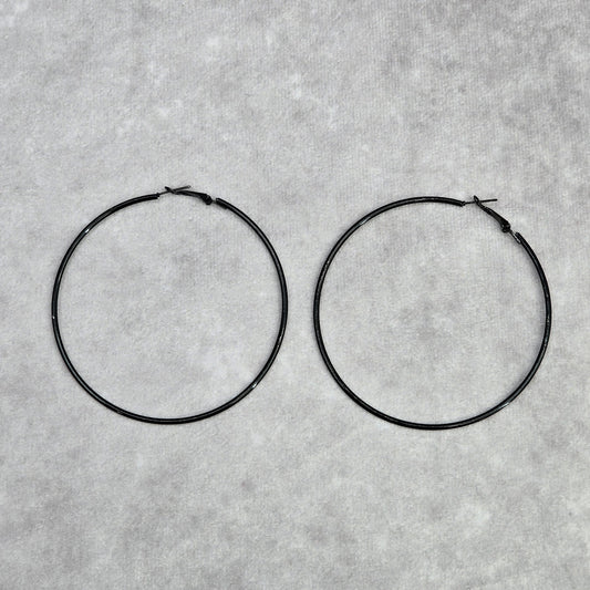 Black Hoop Large Hook Boho Goth Retro Dangle Fashion Jewelry Earrings NWT JB2-84