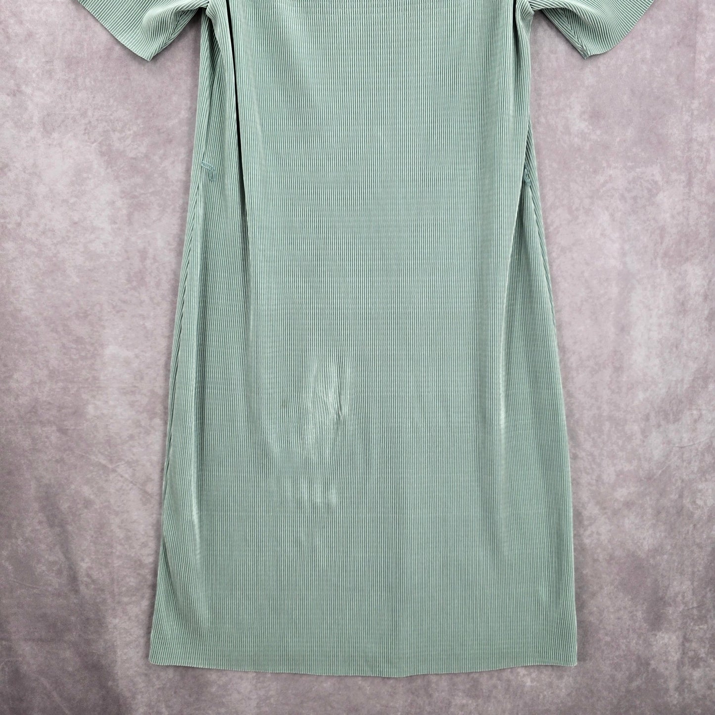 Belle Sky Green Mint Pleated Cold Short Shoulder Knee Length Boho Dress Large