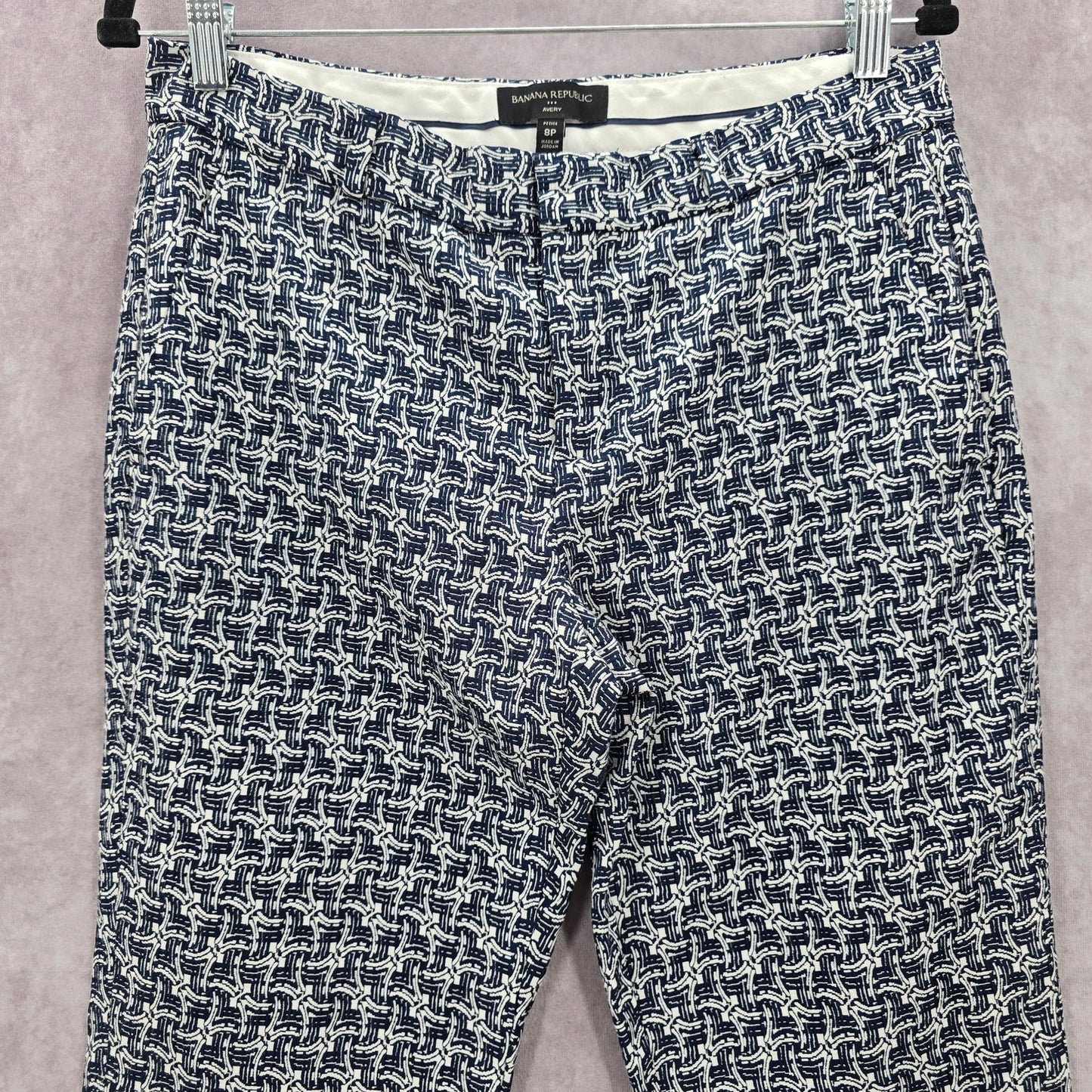Banana Republic Navy Blue Avery Link Pattern Dress Executive Office Pants 8P