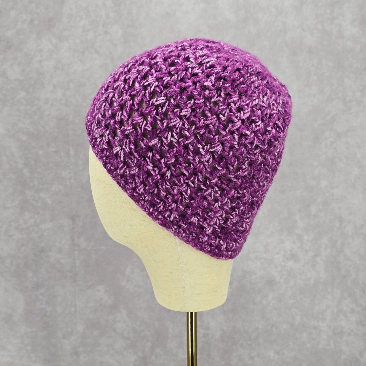 Purple Cable Knit Vintage Y2K Funky Boho Whimsy Beanie Caps Crochet Hats