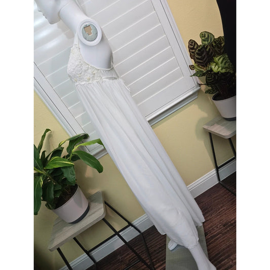 In Bloom White Sheer Lace Bead Fairy Cottage Lingerie Feminine Dress Medium