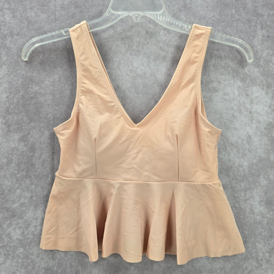 Pink Ruffle Padded Crop Swimwear Tankini Tank Top Medium M