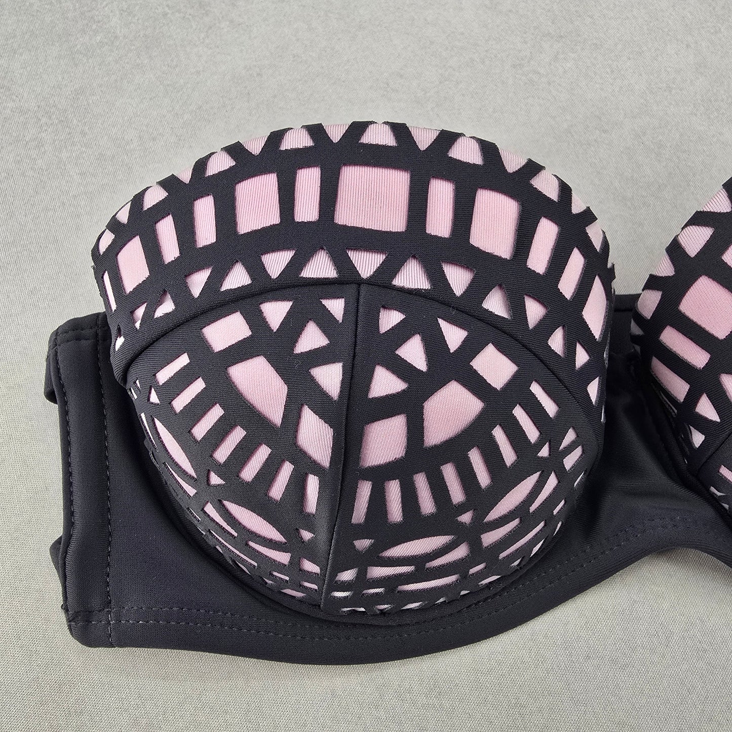 Xhilaration Gray Pink Cutout Padded Bra Bikini Bralette Swim Top S Small