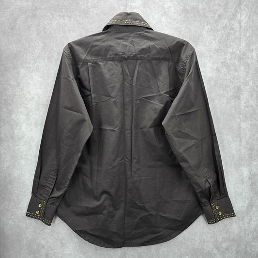 Billionaire Mafia Brown Floral Mens Button Down Party Long Sleeve Dress Shirt L