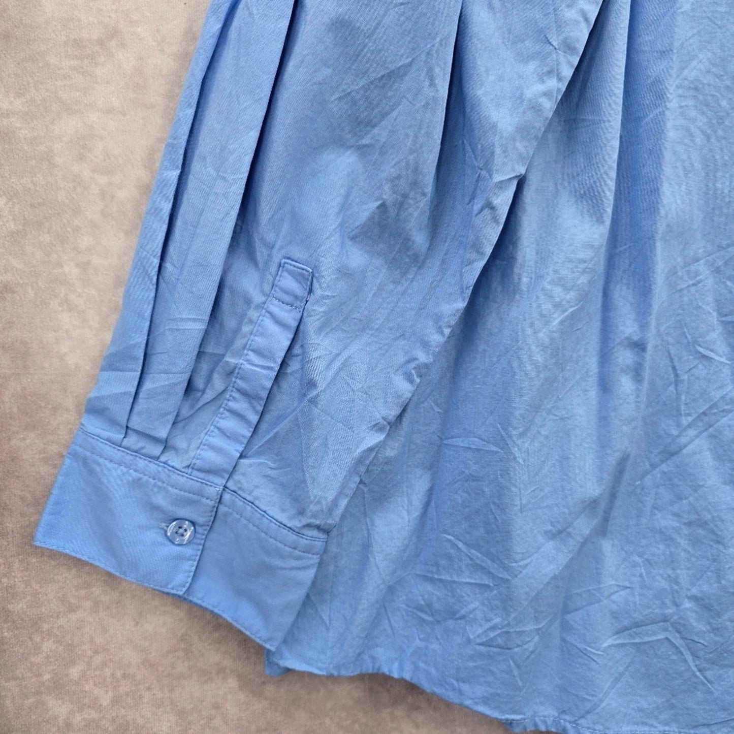203. Woman Within Blue Button Down Flare Long Sleeve Cotton Top Plus 2X