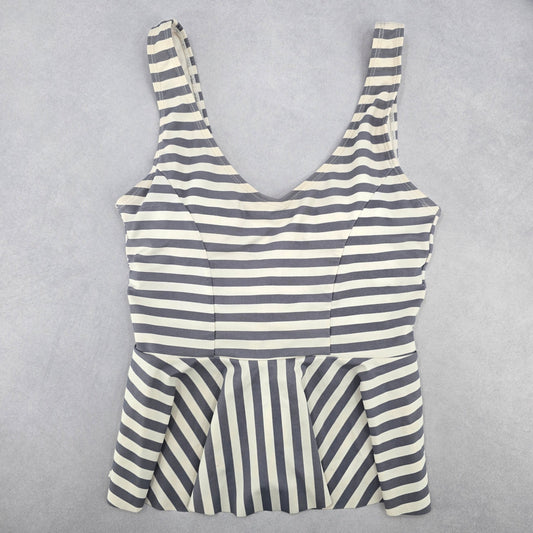 Cupshe Gray White Stripes Tankini Swimwear Crop Padded Top Beach XS Extra Small