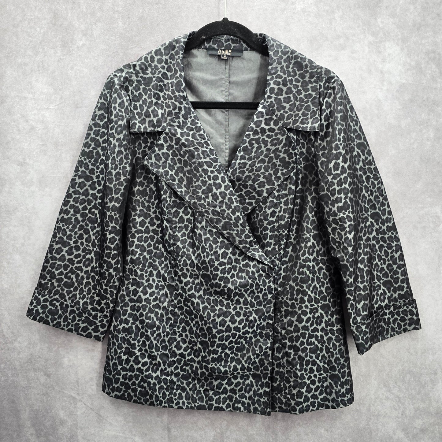 Alex Marie Black Gray Executive Jacket Coat Formal Animal Print Medium