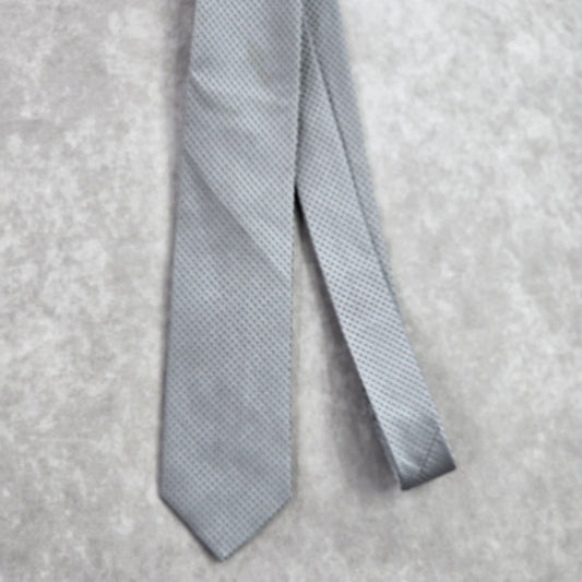 Calvin Klein Gray Silver Geometric Silk Neck Tie Men's