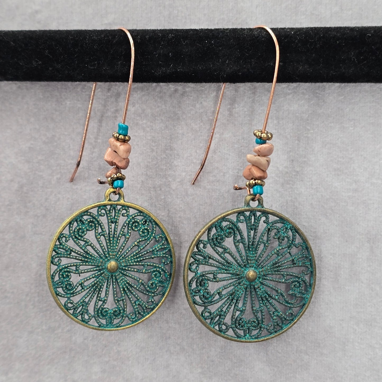 Zara Blue Circle Floral Dangle Bead Hoop Hook Earrings Fashion Jewelry JB8-1