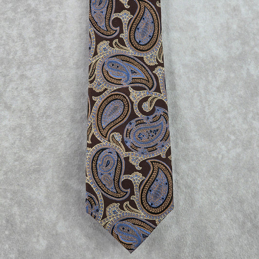 Jos. A. Bank Blue Gold Brown Royal Silk Executive Floral Paisley Neck Tie Men's