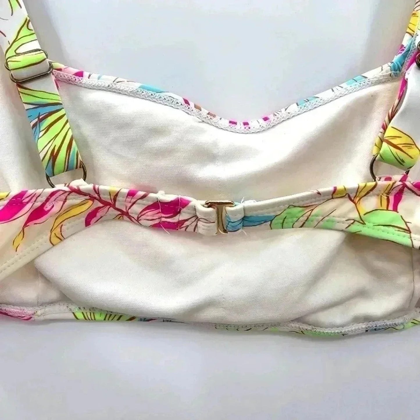 No Boundaries Cream Floral Tropical Bikini Top Swimwear XL