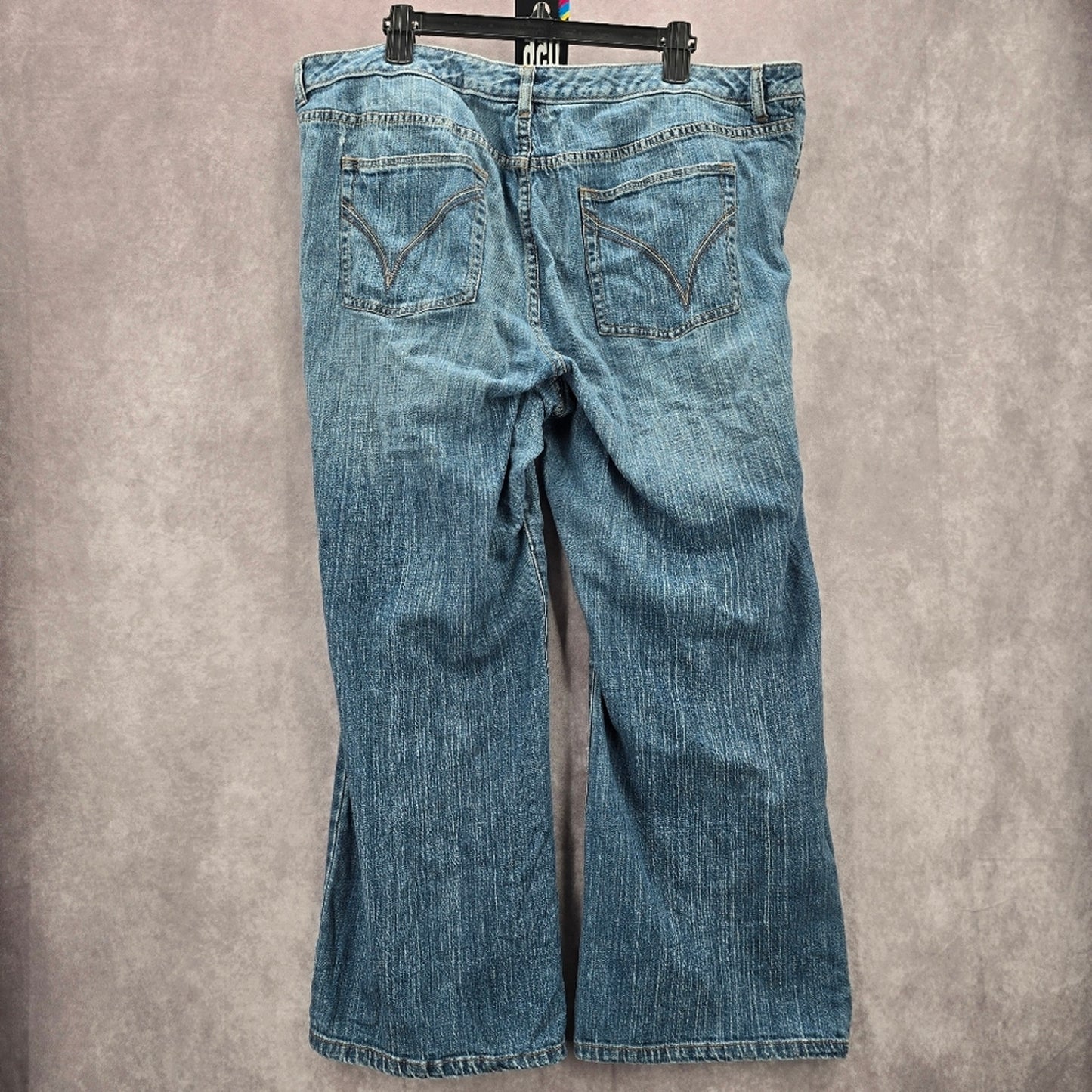 056. Venezia Bootcut Blue Stretch Straight Denim Wide Leg Pants Jeans 6