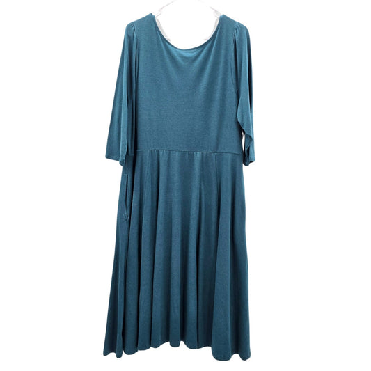 Ava & Viv Green Knee Length Flare Casual Pockets Dress Plus 1XL