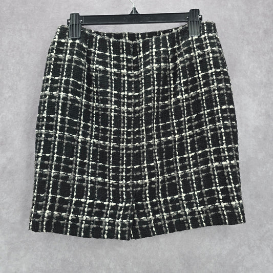Ann Taylor Black Weave Plaid Tartan Preppy Mini Short Petite Skirt 6P