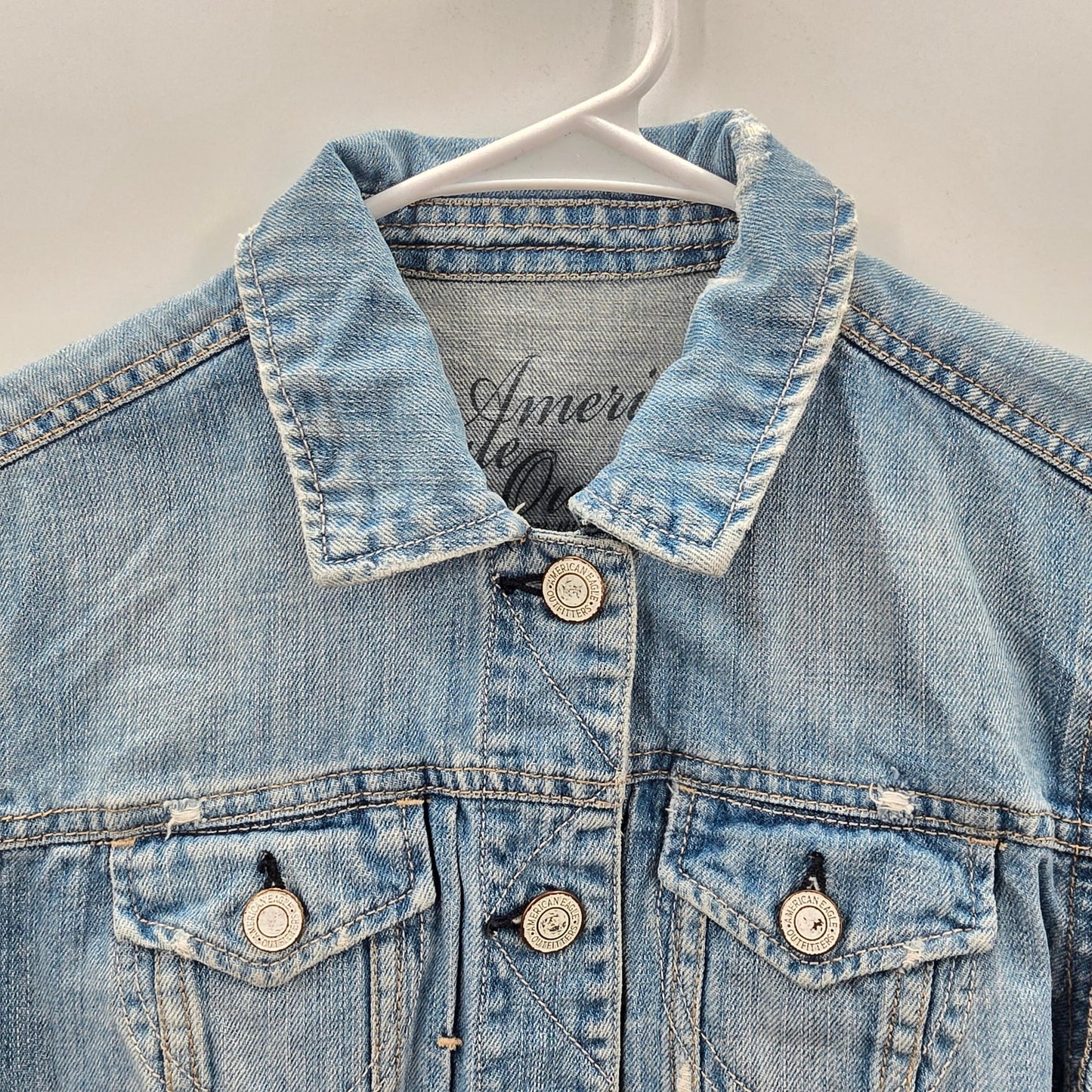 American Eagle Outfitters Blue Denim Jeans Button Long Sleeve Jacket Medium