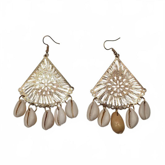 Gold Shell Hook Dangle Floral Boho Western Beach Earring Fashion Jewelry JB1-11