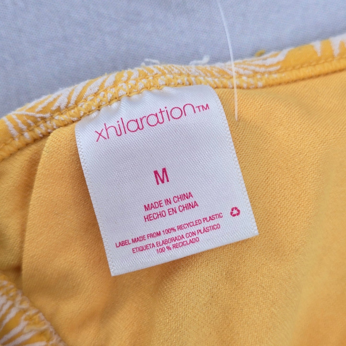 Xhilaration Yellow Tropical Boho Tie Swim Sports Bra Beach Bikini Top M Medium