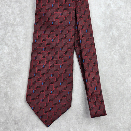 Austin Reed Red Blue Geometric Silk England Men's Neck Tie NWOT
